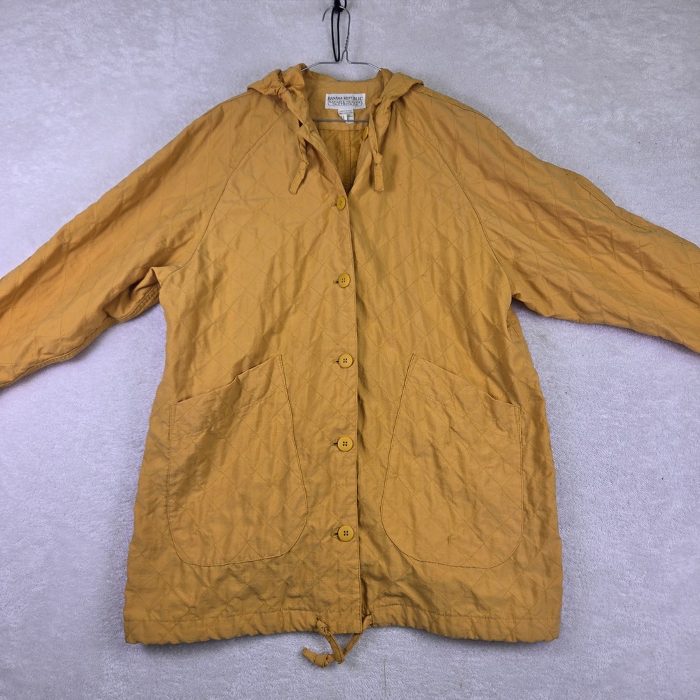 Banana Republic Safari & Travel Quilted Hooded Jacket Yellow XS 4193